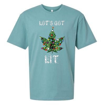 Christmas Tree Weed Leaf Pot Marijuana Thc Gift Sueded Cloud Jersey T-Shirt