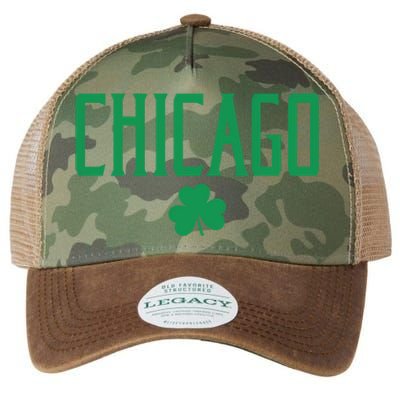 Chicago Text With Irish Shamrock Green Print Gift Legacy Tie Dye Trucker Hat