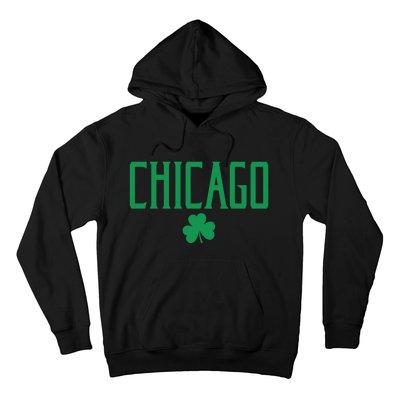 Chicago Text With Irish Shamrock Green Print Gift Hoodie