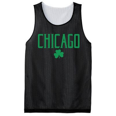 Chicago Text With Irish Shamrock Green Print Gift Mesh Reversible Basketball Jersey Tank