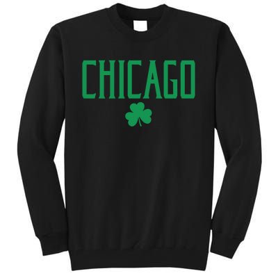 Chicago Text With Irish Shamrock Green Print Gift Tall Sweatshirt