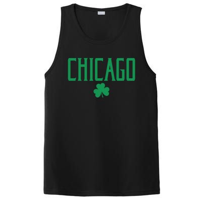 Chicago Text With Irish Shamrock Green Print Gift PosiCharge Competitor Tank