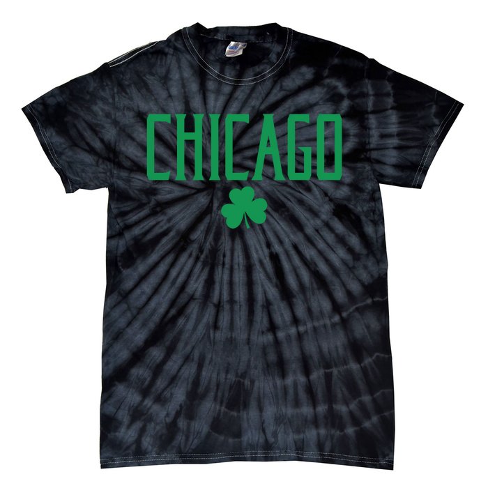 Chicago Text With Irish Shamrock Green Print Gift Tie-Dye T-Shirt