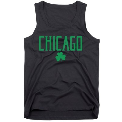 Chicago Text With Irish Shamrock Green Print Gift Tank Top