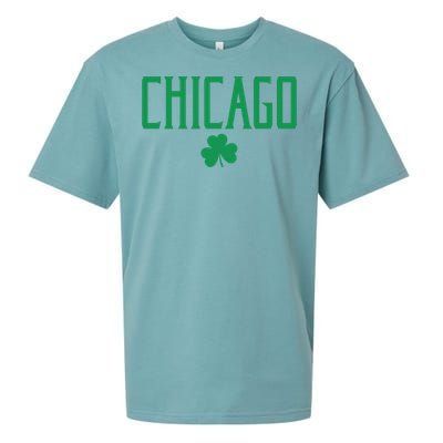 Chicago Text With Irish Shamrock Green Print Gift Sueded Cloud Jersey T-Shirt