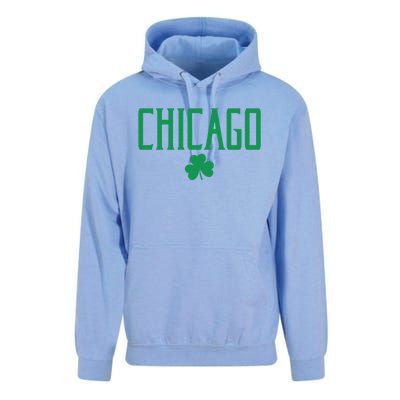 Chicago Text With Irish Shamrock Green Print Gift Unisex Surf Hoodie