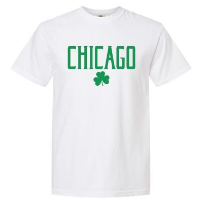 Chicago Text With Irish Shamrock Green Print Gift Garment-Dyed Heavyweight T-Shirt