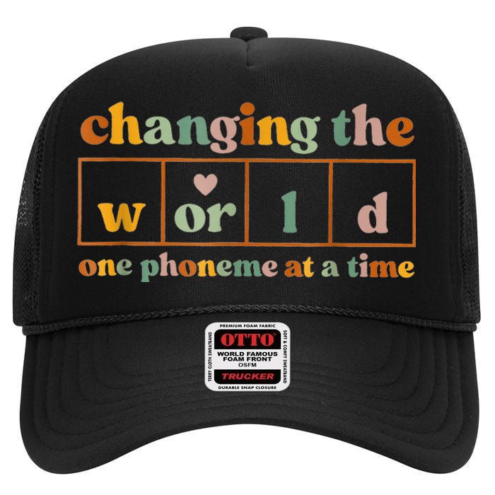 Changing The World One Phoneme At A Time High Crown Mesh Back Trucker Hat