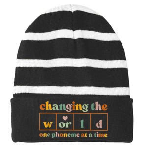 Changing The World One Phoneme At A Time Striped Beanie with Solid Band