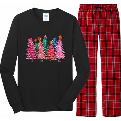 Christmas Tree With Led Light Pine Tree Xmas Light Camping  Long Sleeve Pajama Set