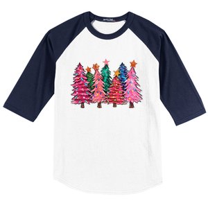 Christmas Tree With Led Light Pine Tree Xmas Light Camping  Baseball Sleeve Shirt