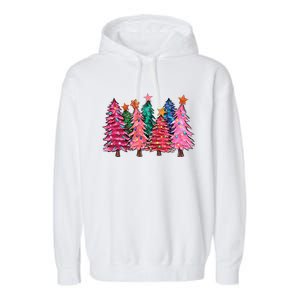 Christmas Tree With Led Light Pine Tree Xmas Light Camping  Garment-Dyed Fleece Hoodie