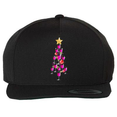 Christmas Tree Wine Glass Drinking Funny Christmas Gifts Wool Snapback Cap