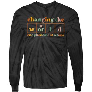 Changing The World One Phoneme At A Time Dyslexia Teacher Tie-Dye Long Sleeve Shirt