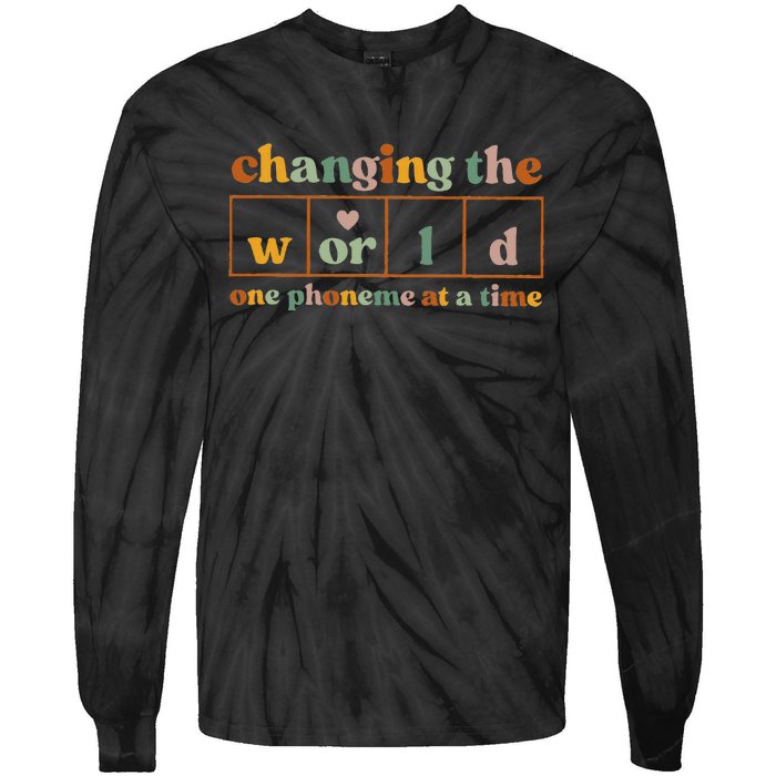 Changing The World One Phoneme At A Time Dyslexia Teacher Tie-Dye Long Sleeve Shirt