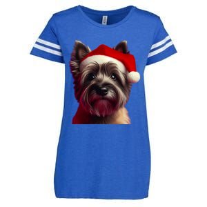 Cairn Terrier With Santa Hat Christmas Dog Owner Lover Mom Gift Enza Ladies Jersey Football T-Shirt