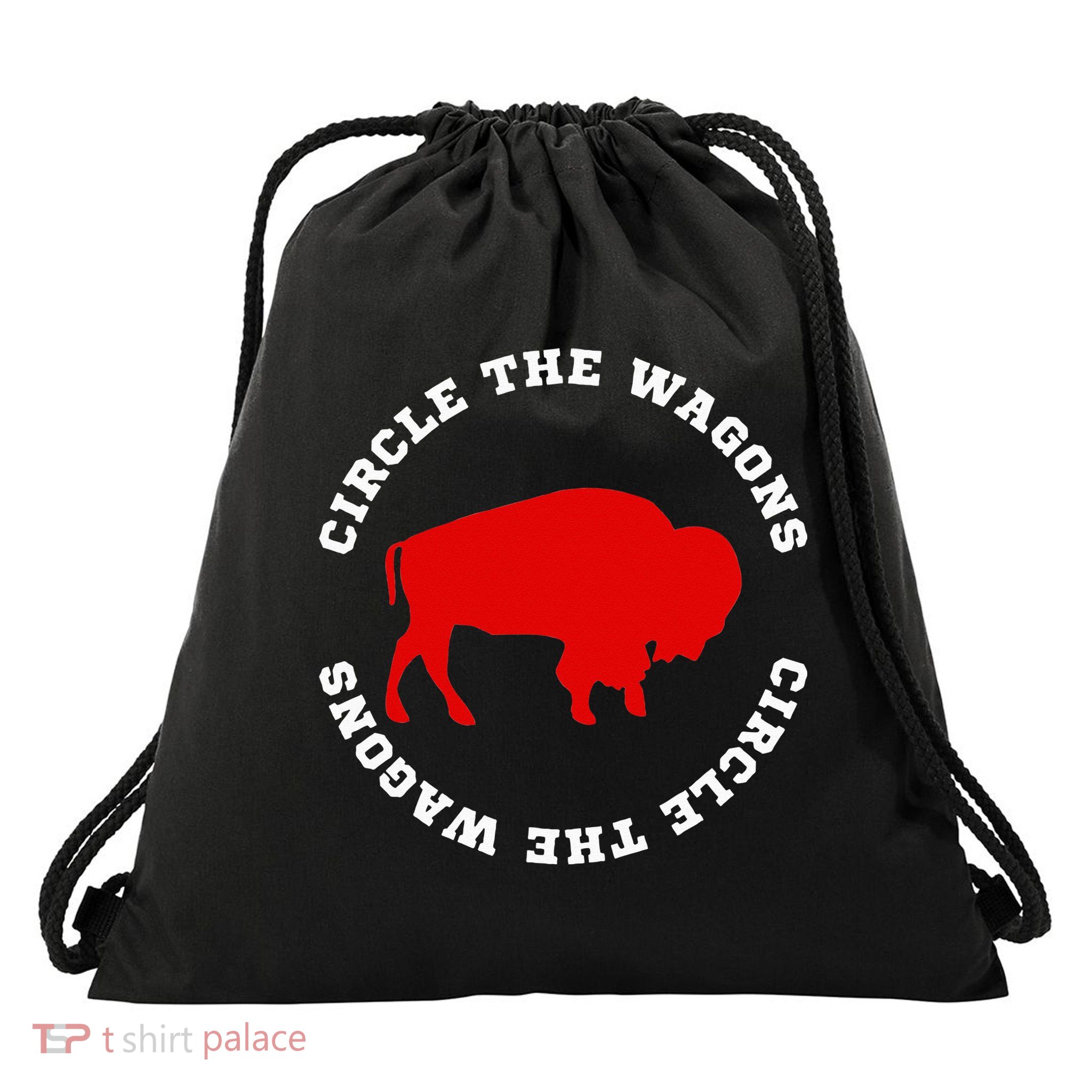 Circle the Wagons Buffalo Football Fan Drawstring Bag