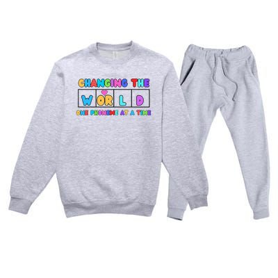 Changing The World One Phoneme At A Time Premium Crewneck Sweatsuit Set