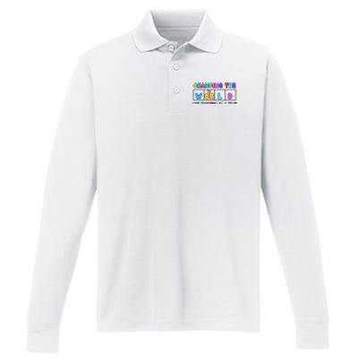 Changing The World One Phoneme At A Time Performance Long Sleeve Polo