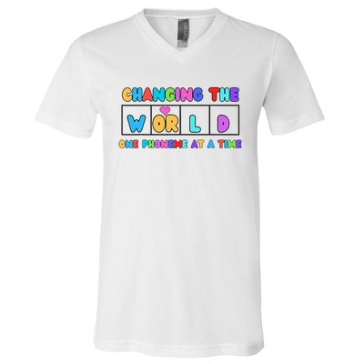 Changing The World One Phoneme At A Time V-Neck T-Shirt