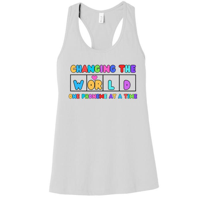 Changing The World One Phoneme At A Time Women's Racerback Tank