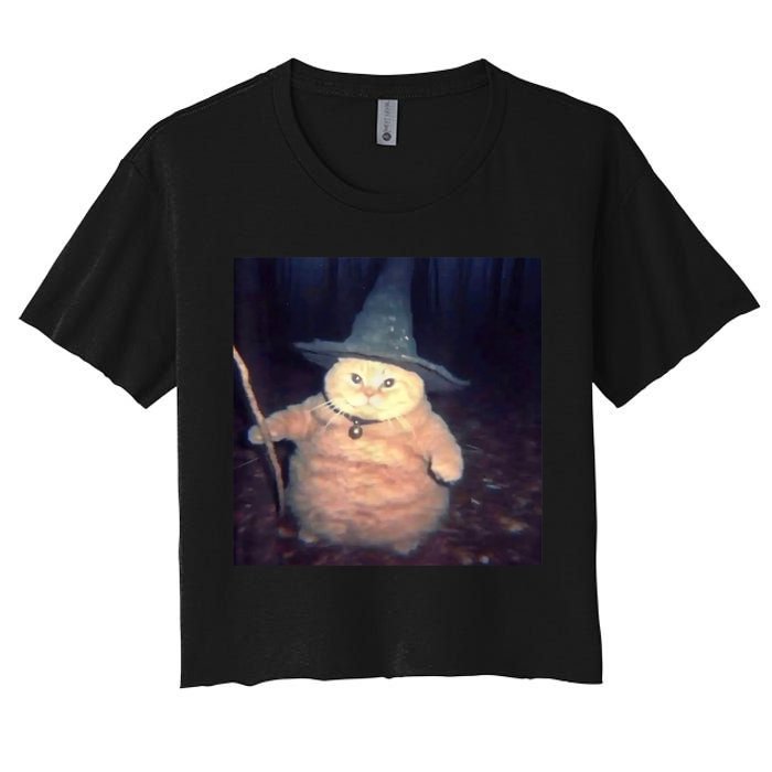 Cheeseball The Wizard Cat Meme Women's Crop Top Tee