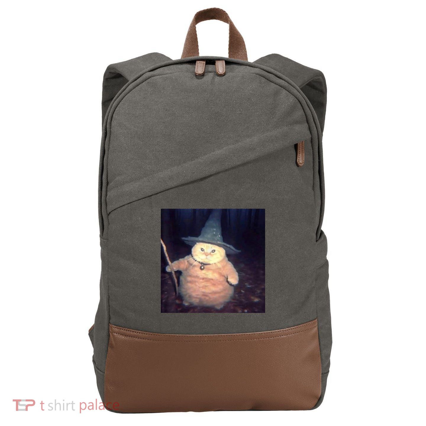 Cheeseball The Wizard Cat Meme Cotton Canvas Backpack