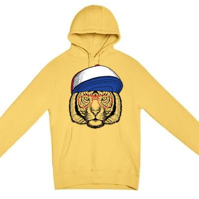 Cute Tiger With Glasses Meaningful Gift Premium Pullover Hoodie