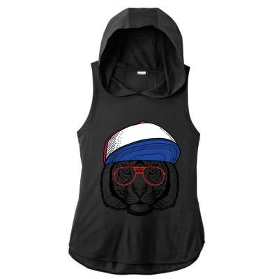 Cute Tiger With Glasses Meaningful Gift Ladies PosiCharge Tri-Blend Wicking Draft Hoodie Tank