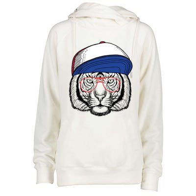 Cute Tiger With Glasses Meaningful Gift Womens Funnel Neck Pullover Hood