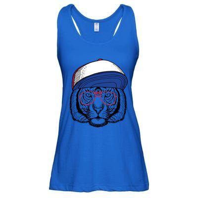 Cute Tiger With Glasses Meaningful Gift Ladies Essential Flowy Tank