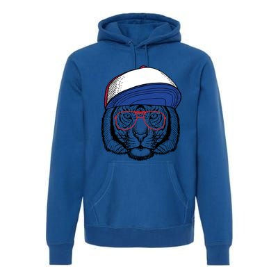 Cute Tiger With Glasses Meaningful Gift Premium Hoodie