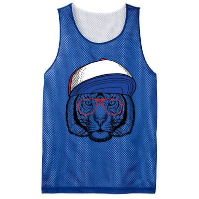 Cute Tiger With Glasses Meaningful Gift Mesh Reversible Basketball Jersey Tank