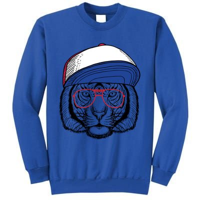 Cute Tiger With Glasses Meaningful Gift Tall Sweatshirt