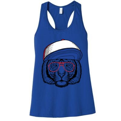 Cute Tiger With Glasses Meaningful Gift Women's Racerback Tank