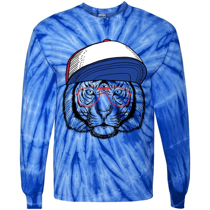 Cute Tiger With Glasses Meaningful Gift Tie-Dye Long Sleeve Shirt