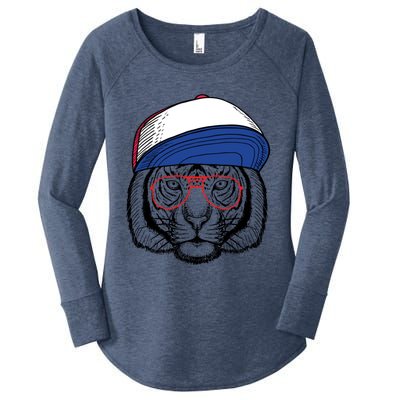 Cute Tiger With Glasses Meaningful Gift Women's Perfect Tri Tunic Long Sleeve Shirt