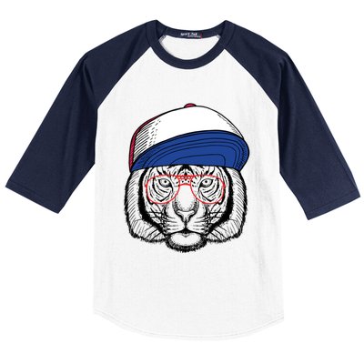 Cute Tiger With Glasses Meaningful Gift Baseball Sleeve Shirt