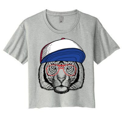 Cute Tiger With Glasses Meaningful Gift Women's Crop Top Tee