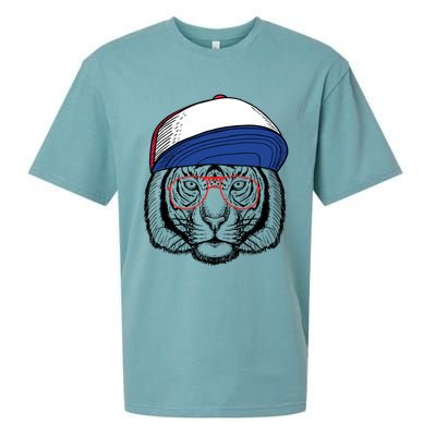 Cute Tiger With Glasses Meaningful Gift Sueded Cloud Jersey T-Shirt