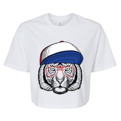 Cute Tiger With Glasses Meaningful Gift Bella+Canvas Jersey Crop Tee