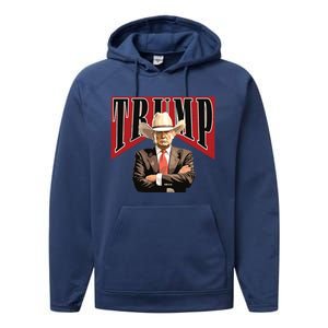 Cowboy Trump Western Trump Performance Fleece Hoodie