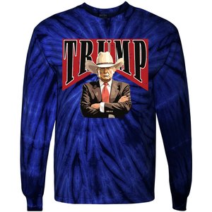 Cowboy Trump Western Trump Tie-Dye Long Sleeve Shirt