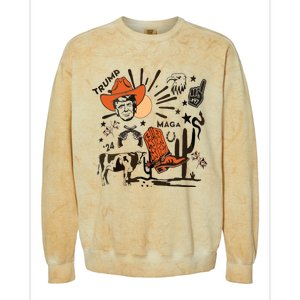 Cowboy Trump Western Trump Colorblast Crewneck Sweatshirt