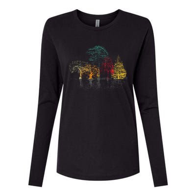 Colorful Trees Wildlife Nature Outdoor Reflection Forest Womens Cotton Relaxed Long Sleeve T-Shirt