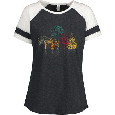 Colorful Trees Wildlife Nature Outdoor Reflection Forest Enza Ladies Jersey Colorblock Tee