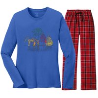 Colorful Trees Wildlife Nature Outdoor Reflection Forest Women's Long Sleeve Flannel Pajama Set 