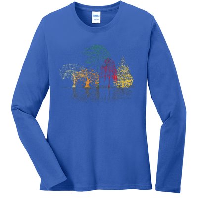 Colorful Trees Wildlife Nature Outdoor Reflection Forest Ladies Long Sleeve Shirt