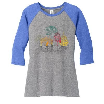 Colorful Trees Wildlife Nature Outdoor Reflection Forest Women's Tri-Blend 3/4-Sleeve Raglan Shirt