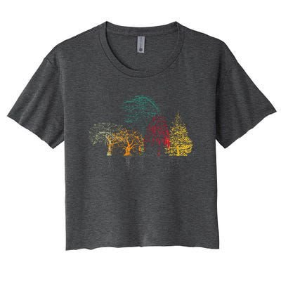 Colorful Trees Wildlife Nature Outdoor Reflection Forest Women's Crop Top Tee